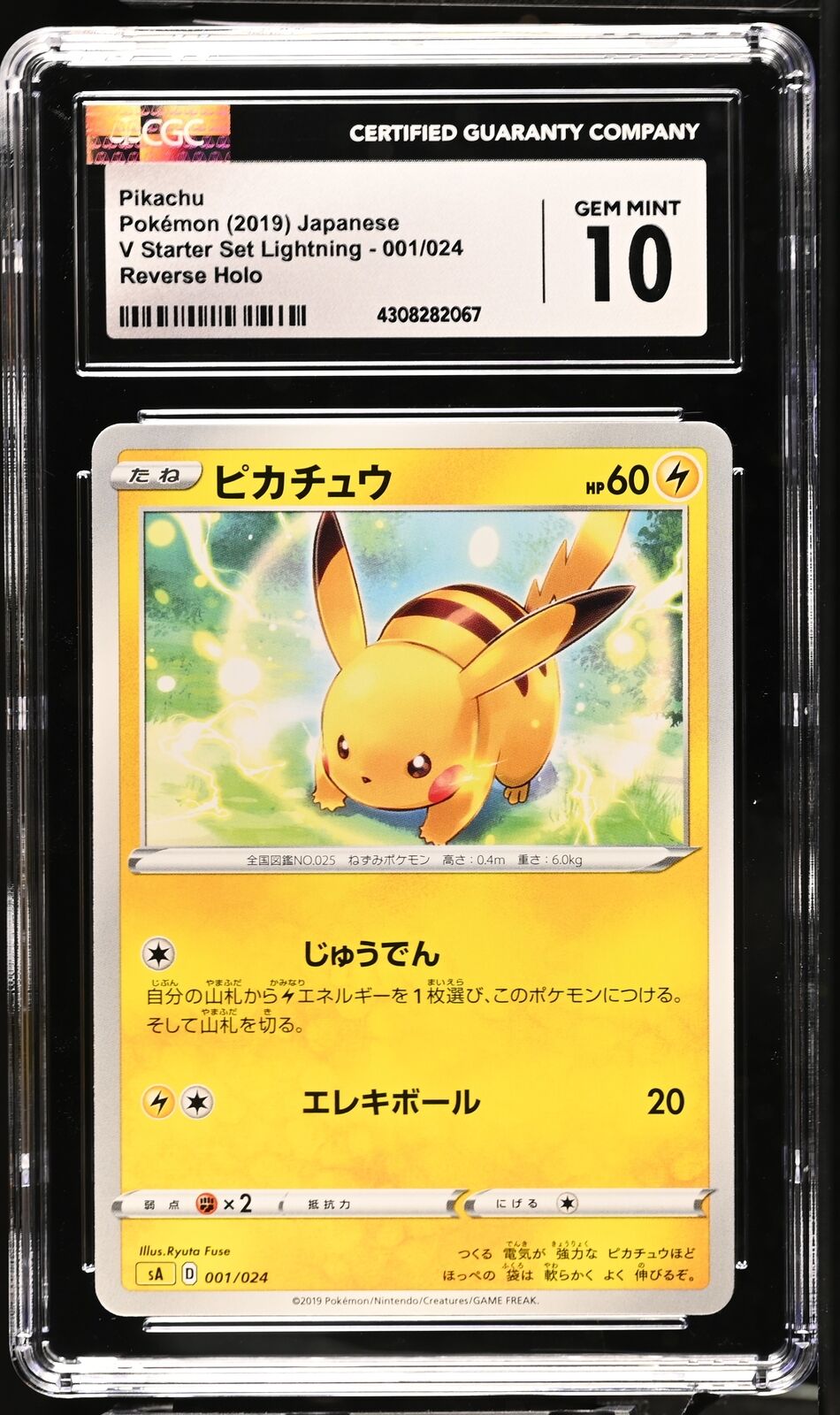 CGC 10 GEM MINT Japanese Pokemon 2019 Pikachu 001/024 V Starter Set Lightning SA