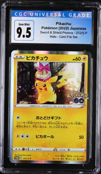 Japanese Pokemon GO 2022 CGC 9.5 Gem Mint Pikachu 272/S-P Sword & Shield Promos